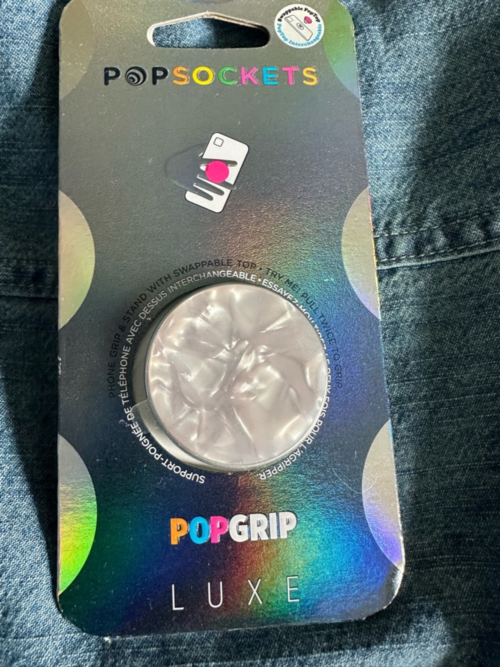 ‼️RARE‼️🎸Popsocket🎸🔥NWT🔥Luxe Acetate Pearl White Swappable Top PopGrip